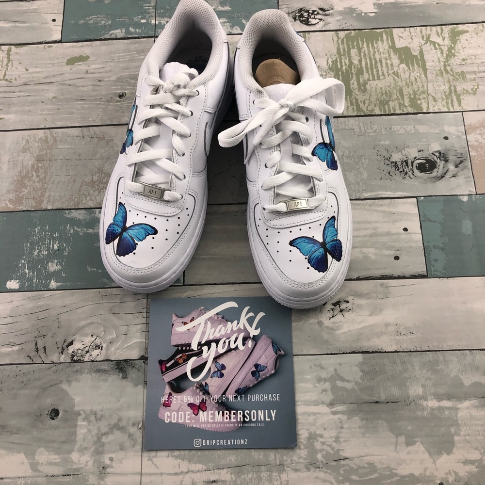 Nike AF1 Air Force 1 Custom BLUE BUTTERFLY SZ 7
